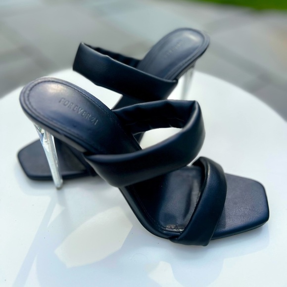 Forever 21 Shoes - Forever 21 Size: 7 Black Padded Faux Leather Stiletto Heels NWOT